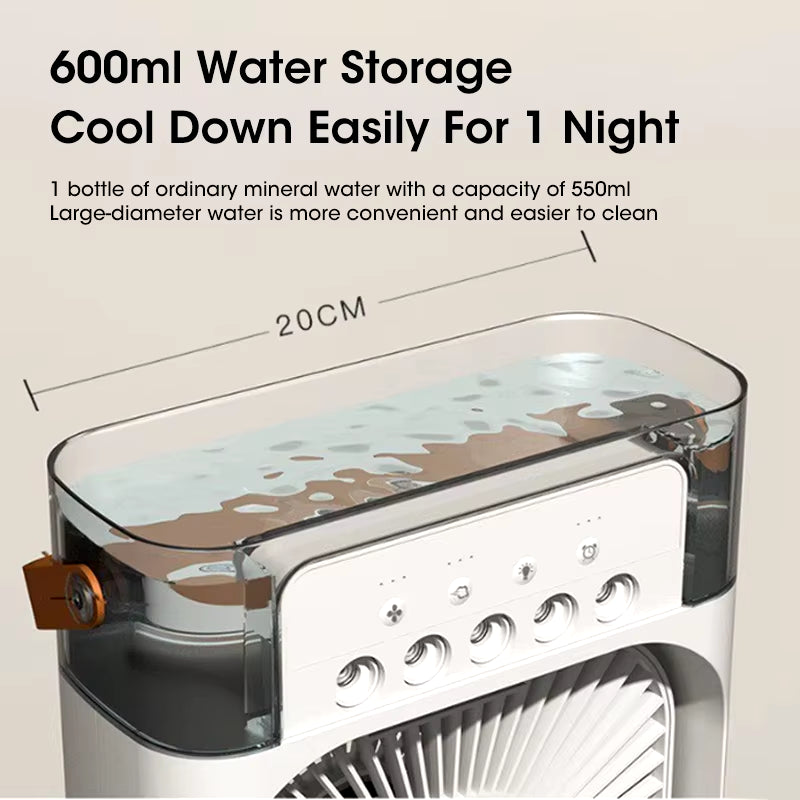 Portable Humidifier Fan Air Conditioners USB Fan Electric Fan LED Night Light Water Mist Fun 3 in 1 Air Cooler Humidifie for Hom