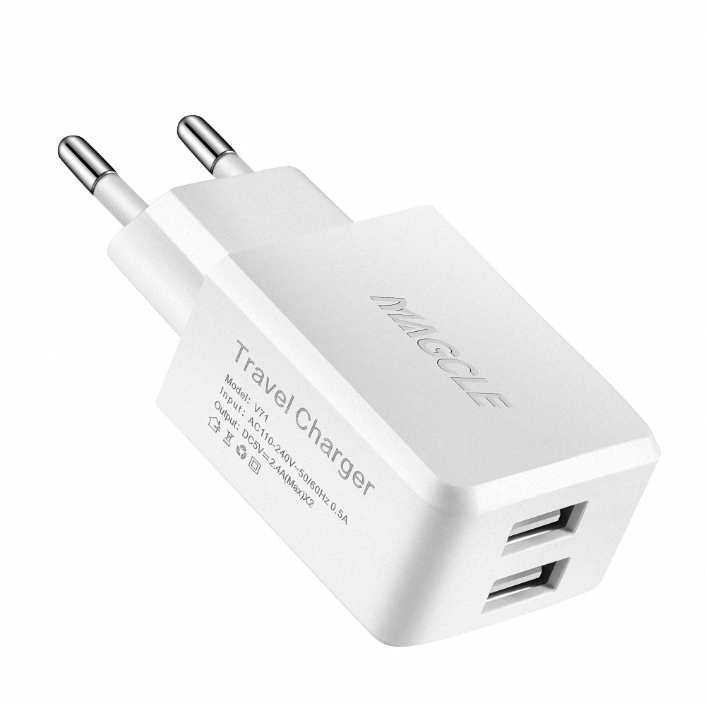 Dual USB Charger 5V2.4A Wall Charger for Mobile Phone Dual USB Port Travel Wall Charger Smart Phone USB Charger Adapter