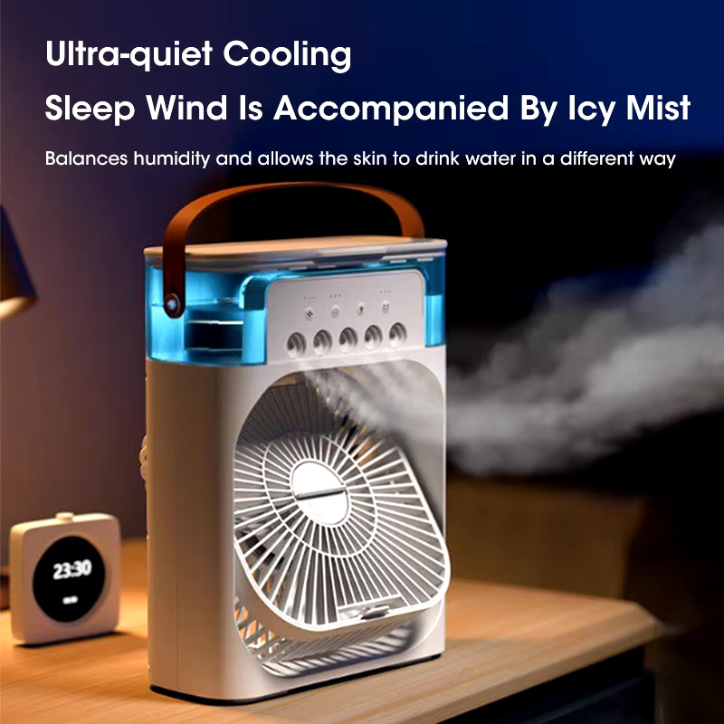 Portable Humidifier Fan Air Conditioners USB Fan Electric Fan LED Night Light Water Mist Fun 3 in 1 Air Cooler Humidifie for Hom