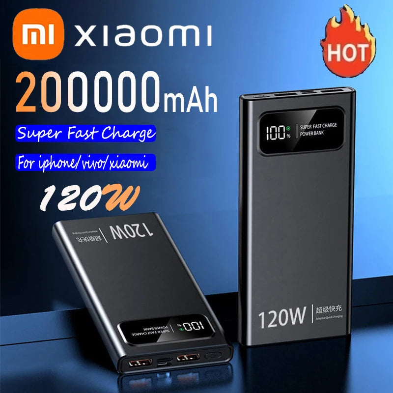 Xiaomi 120W 200000Mah Power Bank Super Fast Charging Battery High Capacity Digital Display Powerbank for Iphone Samsung Huawei