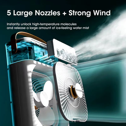 Portable Humidifier Fan Air Conditioners USB Fan Electric Fan LED Night Light Water Mist Fun 3 in 1 Air Cooler Humidifie for Hom